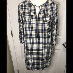 Madewell Artiste plaid dress with fringe ties. Size XXS